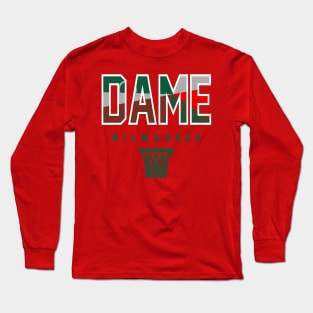 Dame Milwaukee Basketball Red Throwback Long Sleeve T-Shirt